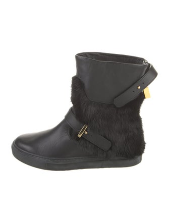 Buscemi Leather Fur Trim Boots