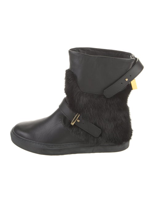 Buscemi Leather Fur Trim Boots
