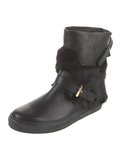 Buscemi Leather Fur Trim Boots