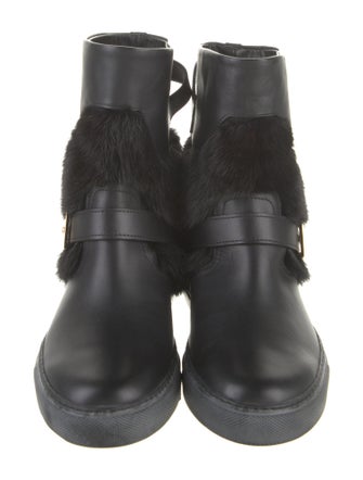 Buscemi Leather Fur Trim Boots