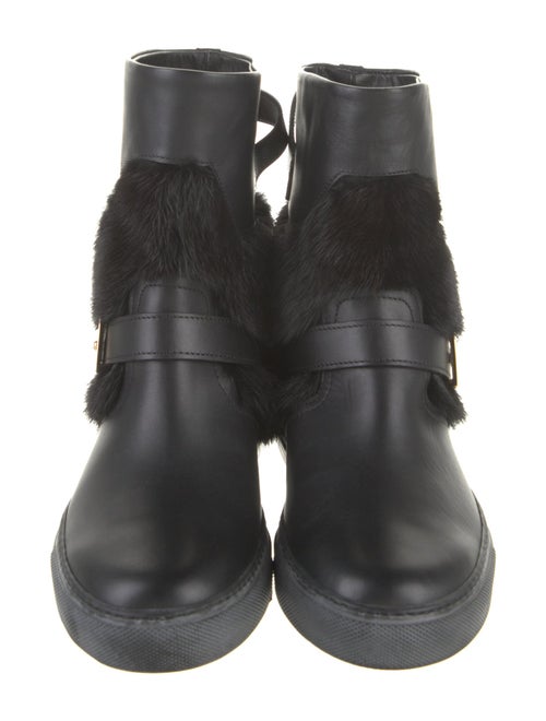 Buscemi Leather Fur Trim Boots