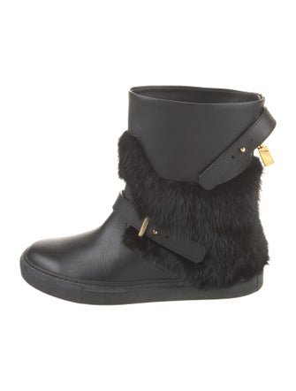Buscemi Leather Fur Trim Boots