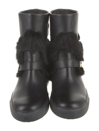 Buscemi Leather Fur Trim Boots