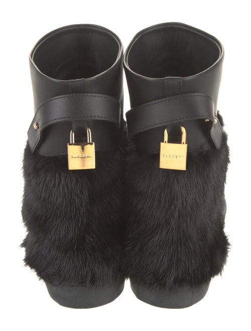 Buscemi Leather Fur Trim Boots
