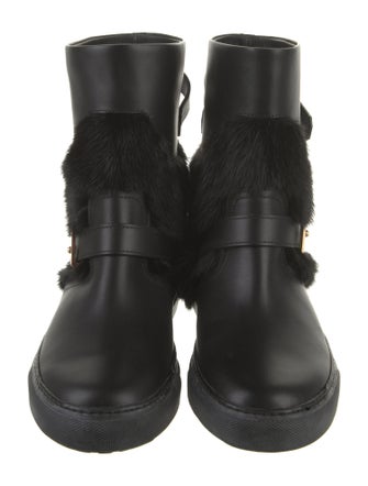 Buscemi Leather Fur Trim Boots