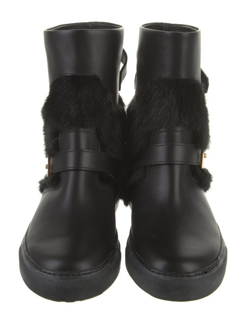 Buscemi Leather Fur Trim Boots