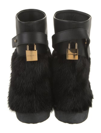 Buscemi Leather Fur Trim Boots