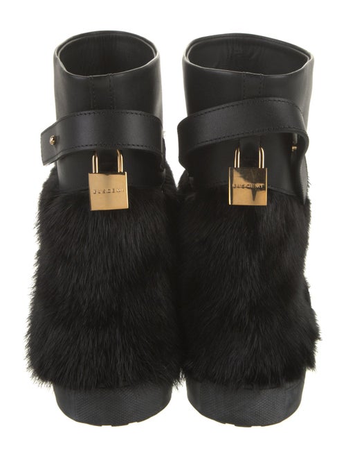 Buscemi Leather Fur Trim Boots