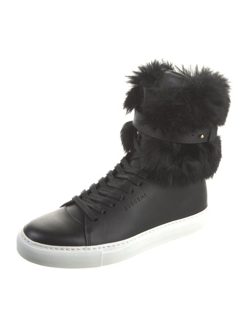 Buscemi Leather Fur Trim Sneakers