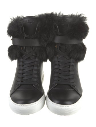 Buscemi Leather Fur Trim Sneakers