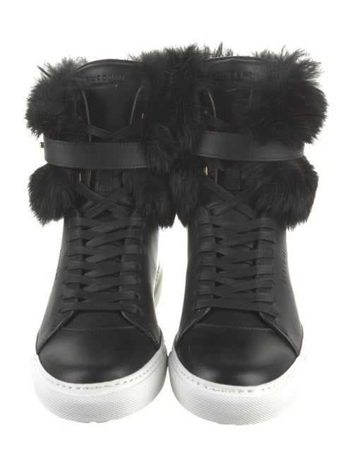 Buscemi Leather Fur Trim Sneakers