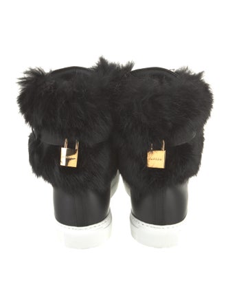Buscemi Leather Fur Trim Sneakers