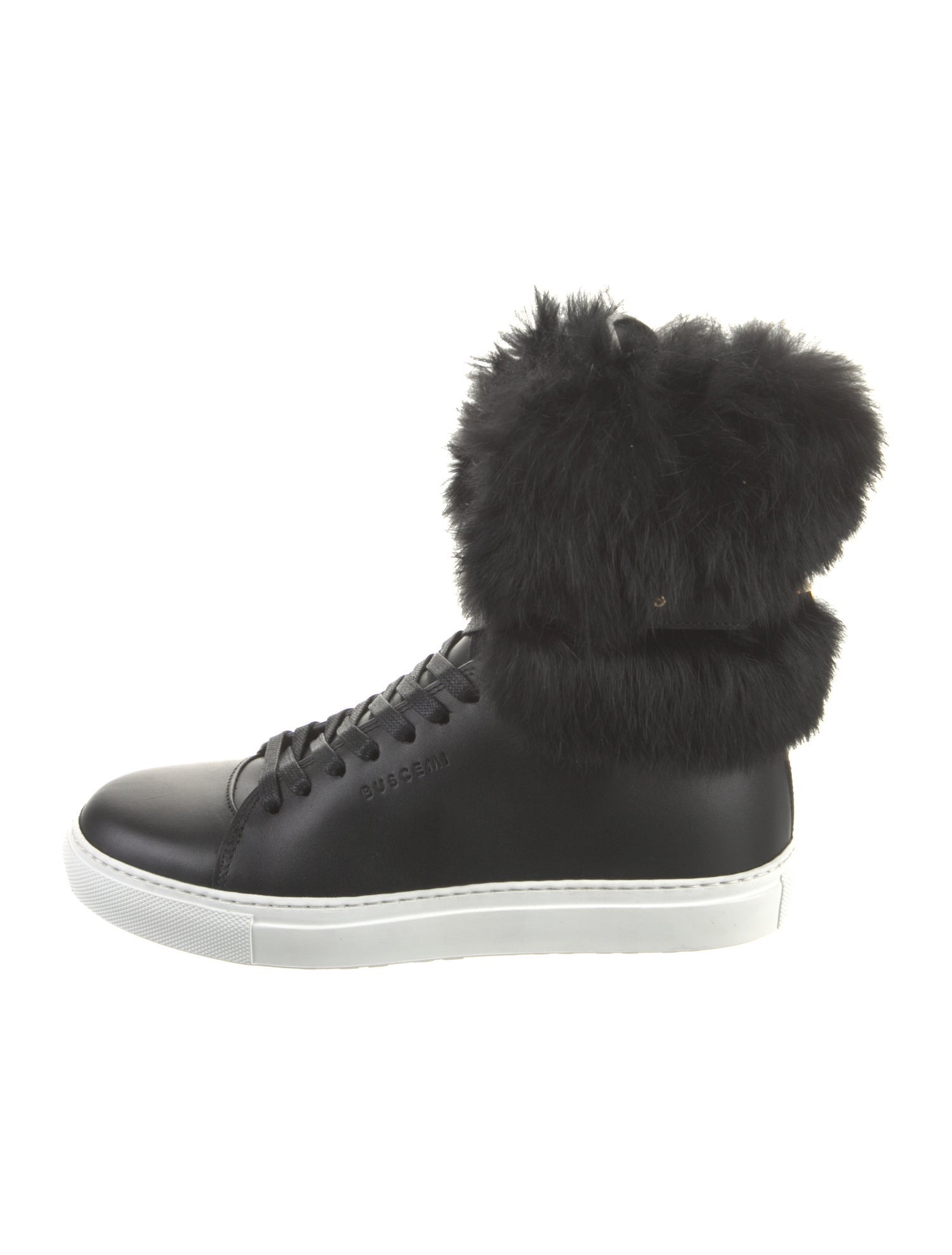 Buscemi Leather Fur Trim Sneakers