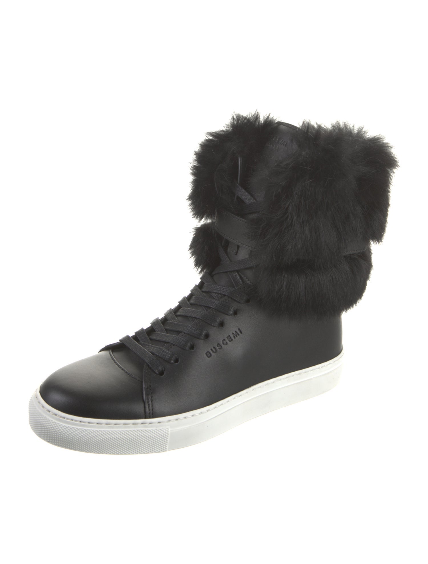 Buscemi Leather Fur Trim Sneakers