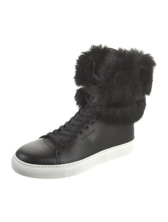 Buscemi Leather Fur Trim Sneakers