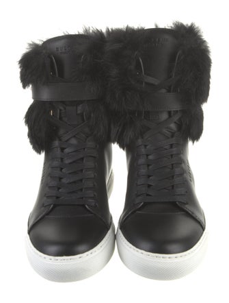 Buscemi Leather Fur Trim Sneakers