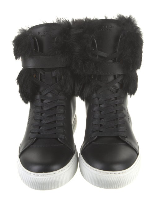 Buscemi Leather Fur Trim Sneakers