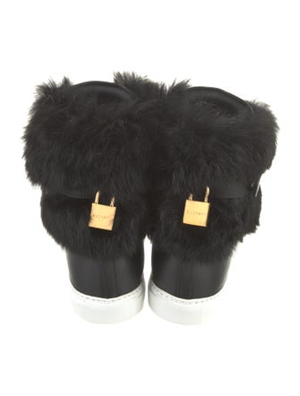 Buscemi Leather Fur Trim Sneakers