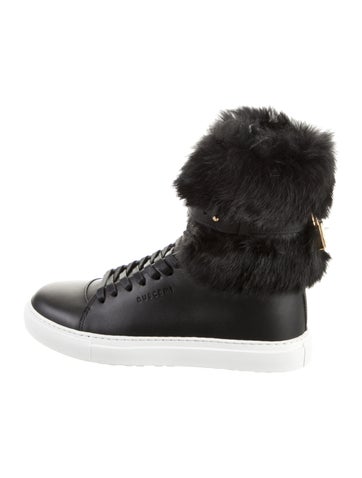 Buscemi Sneakers Leather Faux Fur Trim 5