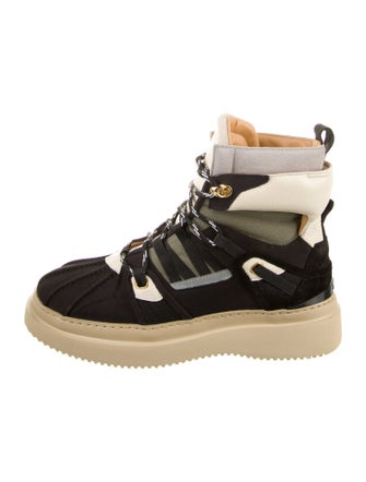 Buscemi Suede Colorblock Pattern Hiking Boots