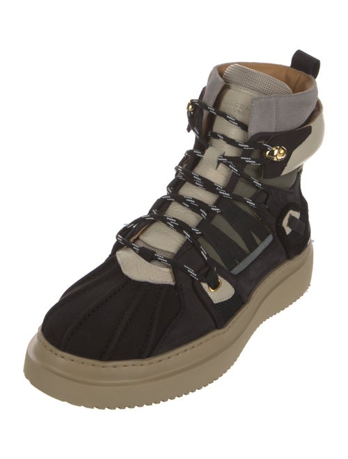 Buscemi Leather Colorblock Pattern Hiking Boots