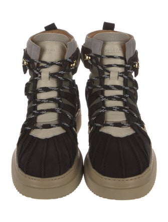 Buscemi Leather Colorblock Pattern Hiking Boots