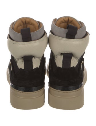 Buscemi Leather Colorblock Pattern Hiking Boots