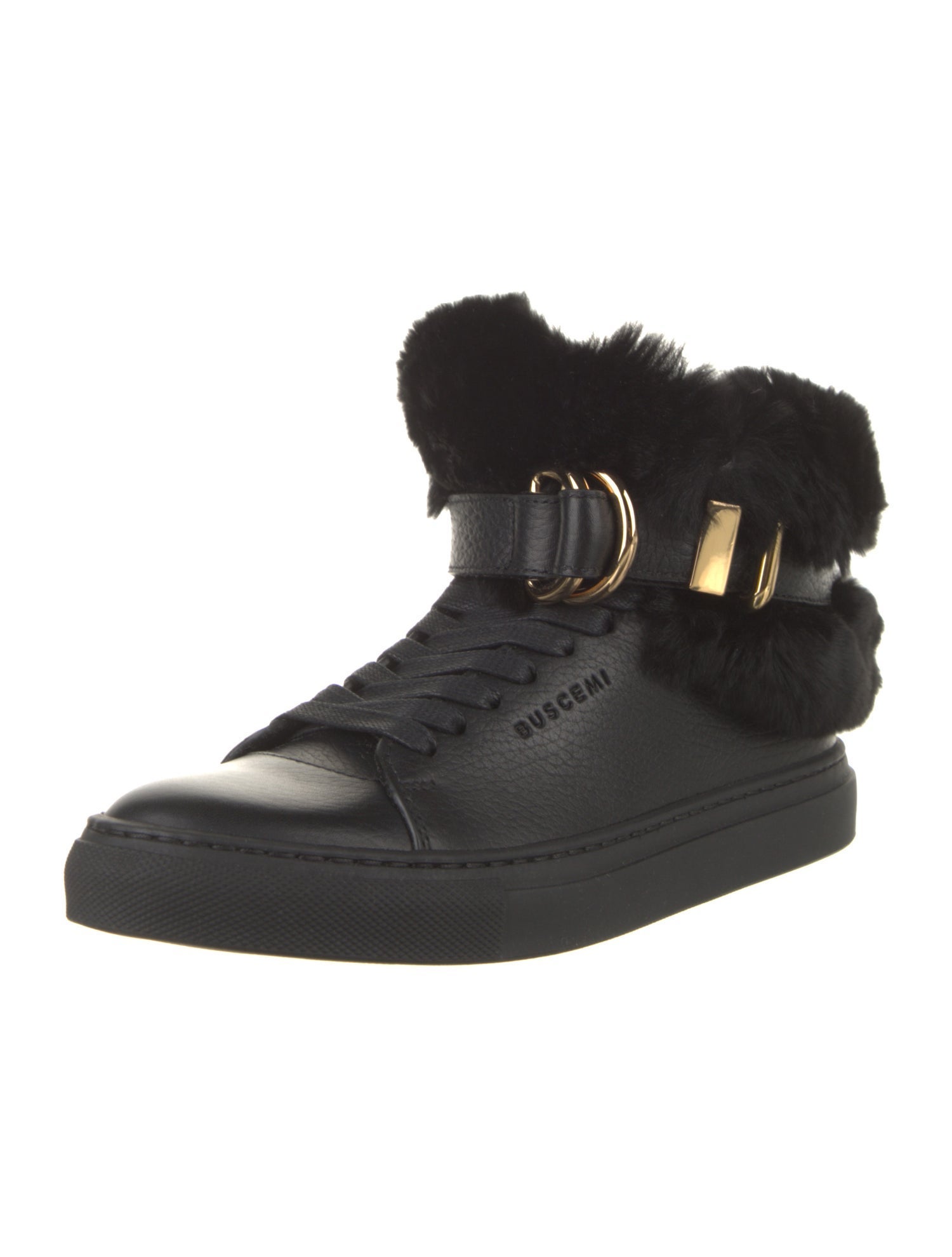 Buscemi Leather Faux Fur Trim Sneakers