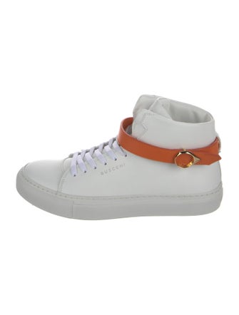Buscemi Leather Colorblock Pattern Sneakers