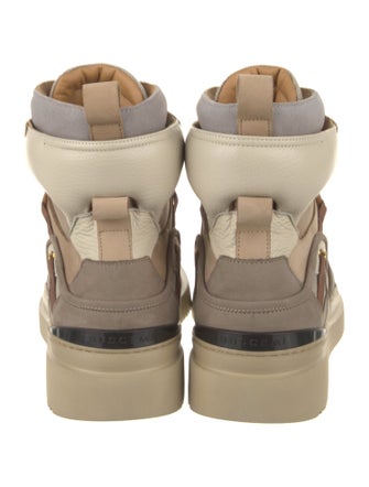 Buscemi Leather Colorblock Pattern Hiking Boots