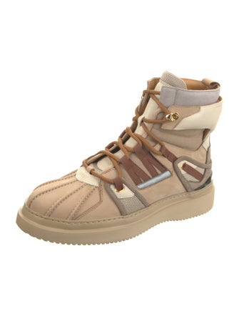 Buscemi Suede Colorblock Pattern Hiking Boots