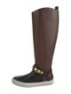 Buscemi Leather Colorblock Pattern Rain Boots