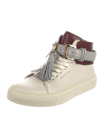 Buscemi Leather Colorblock Pattern Sneakers