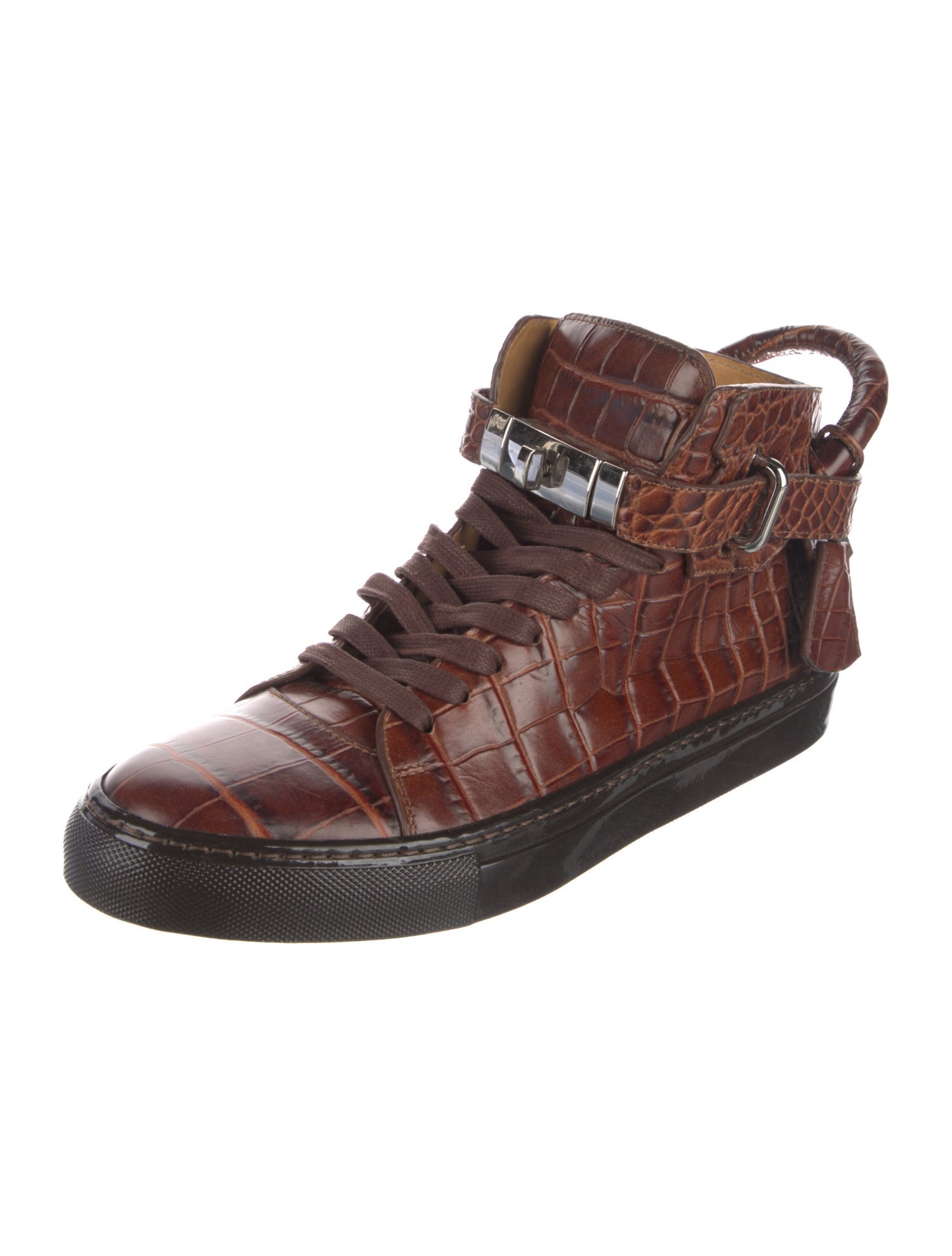 Buscemi Embossed Leather Lace-Up Boots