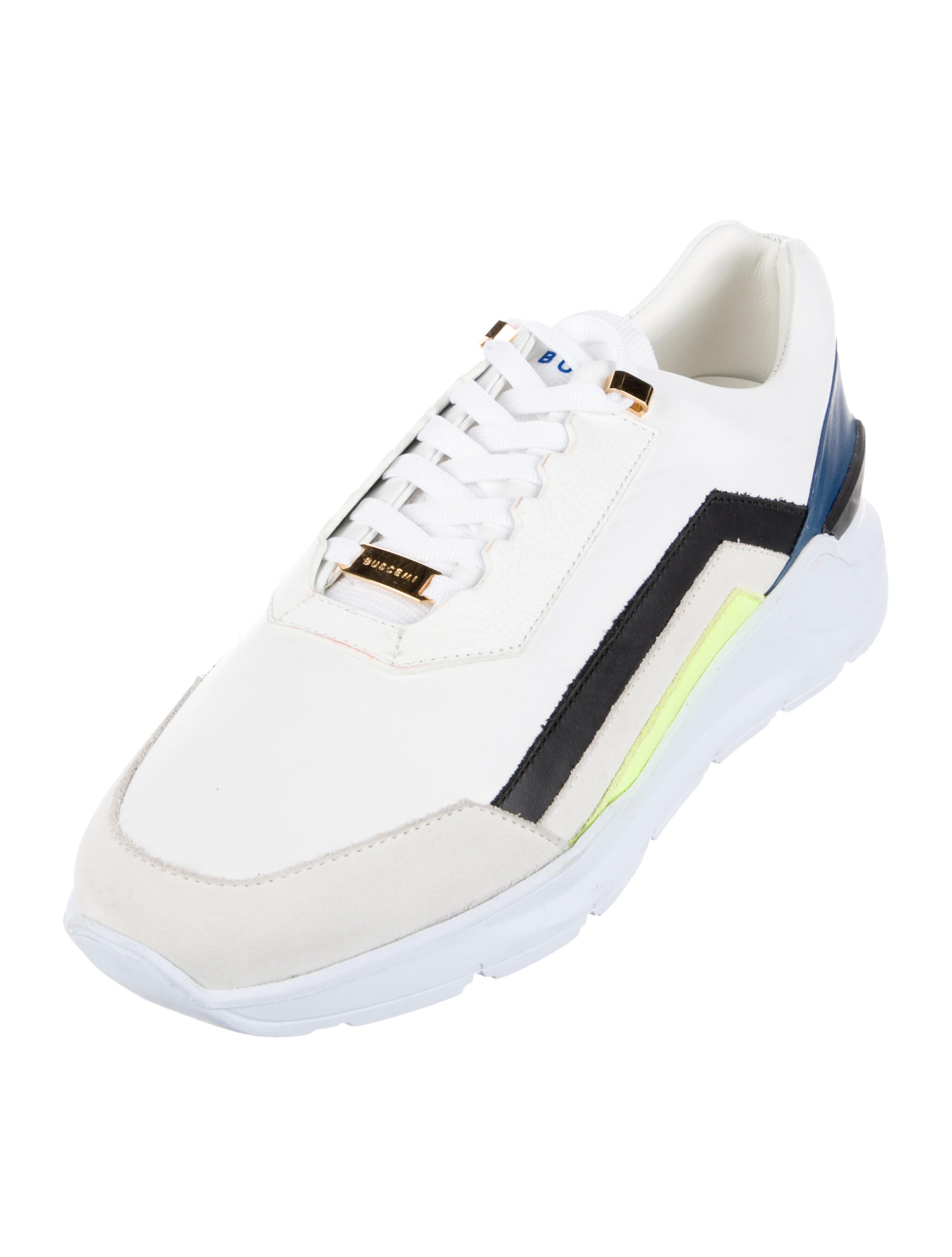 Buscemi Leather Colorblock Pattern Sneakers