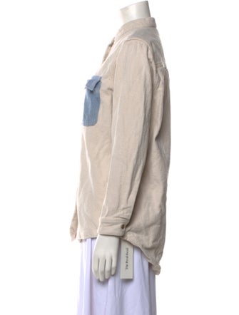 B Sides Mock Neck Long Sleeve Button-Up Top