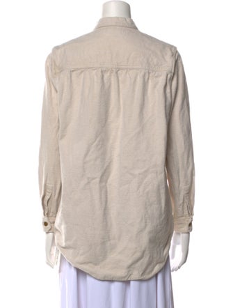 B Sides Mock Neck Long Sleeve Button-Up Top