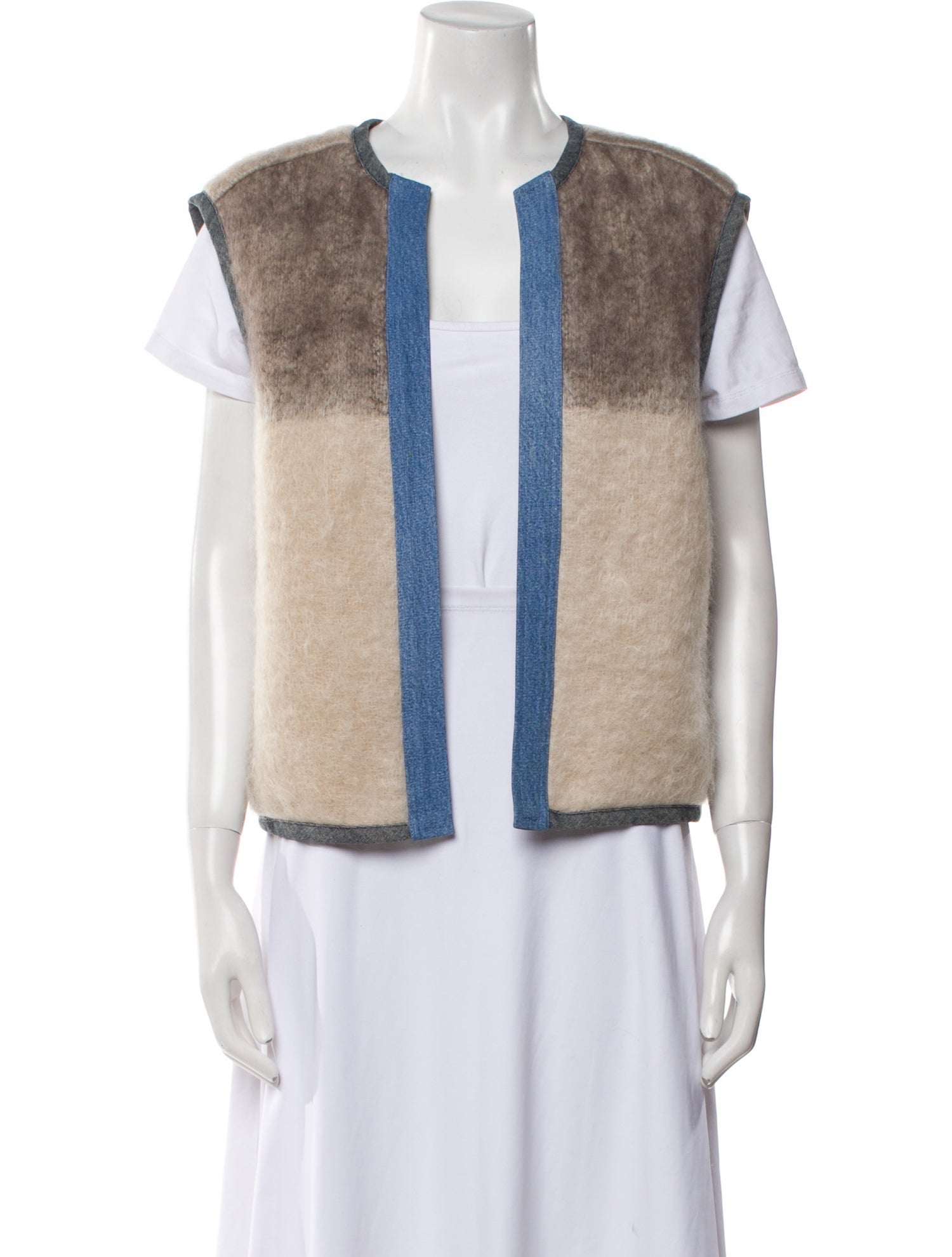 B Sides Mohair Colorblock Pattern Vest