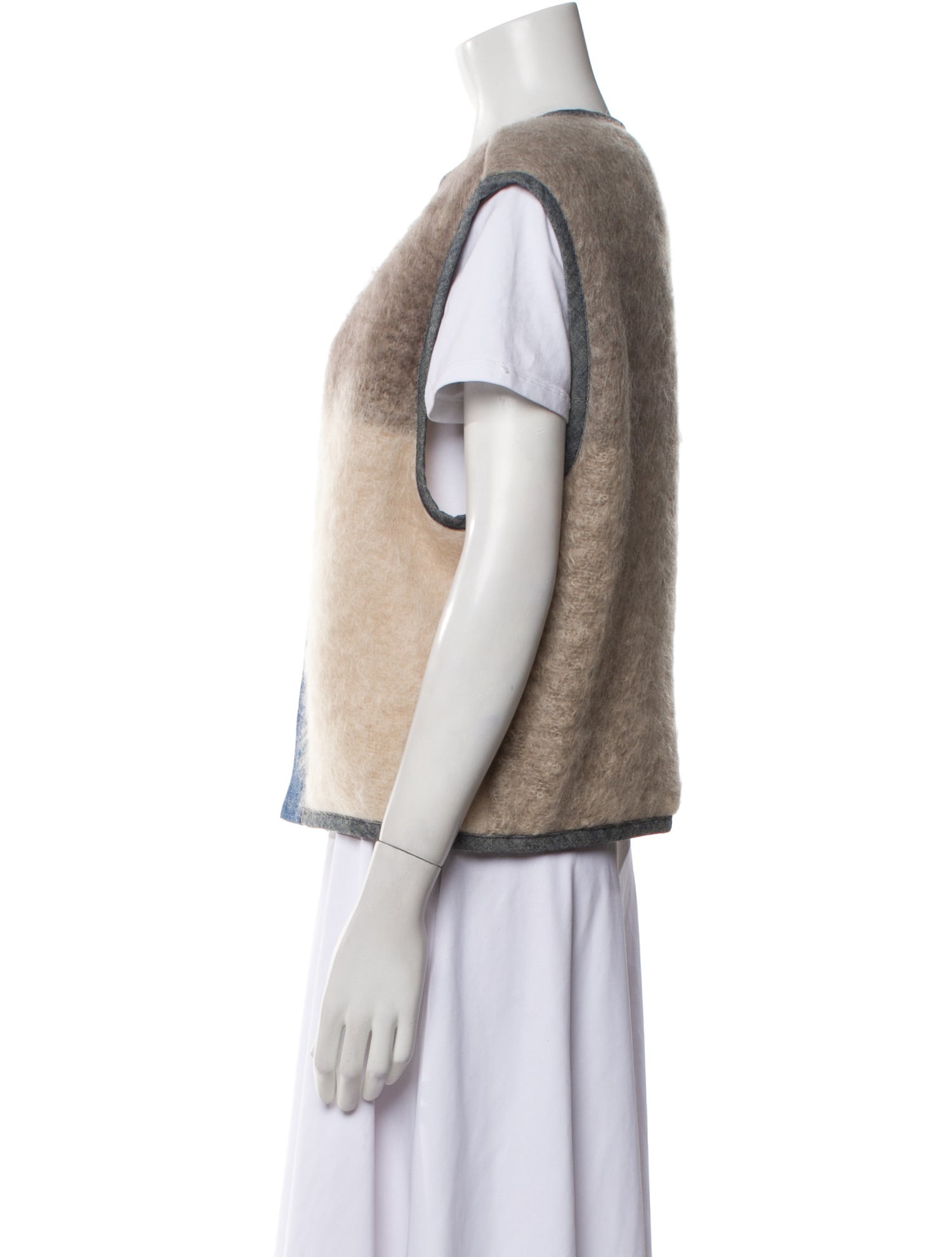 B Sides Mohair Colorblock Pattern Vest