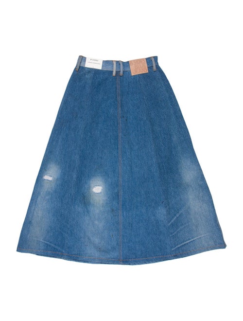 B Sides Distressed Accents Midi Length Skirt