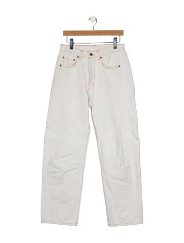 Pre-owned B Sides High-rise Wide Leg Jeans In White