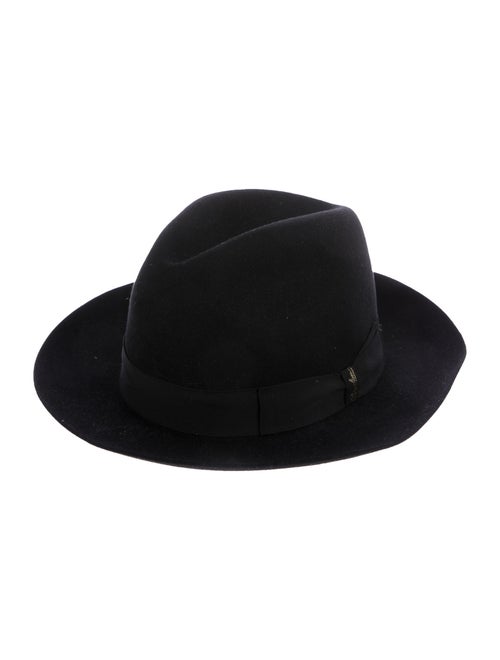 Borsalino Back Felt Fedora Hat black