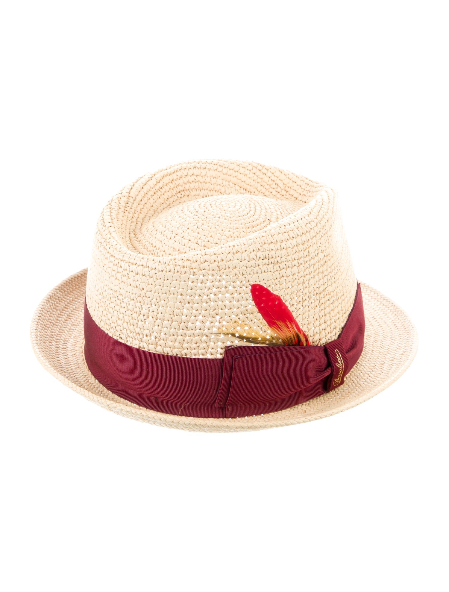 Borsalino Feather Accent woven summer hat