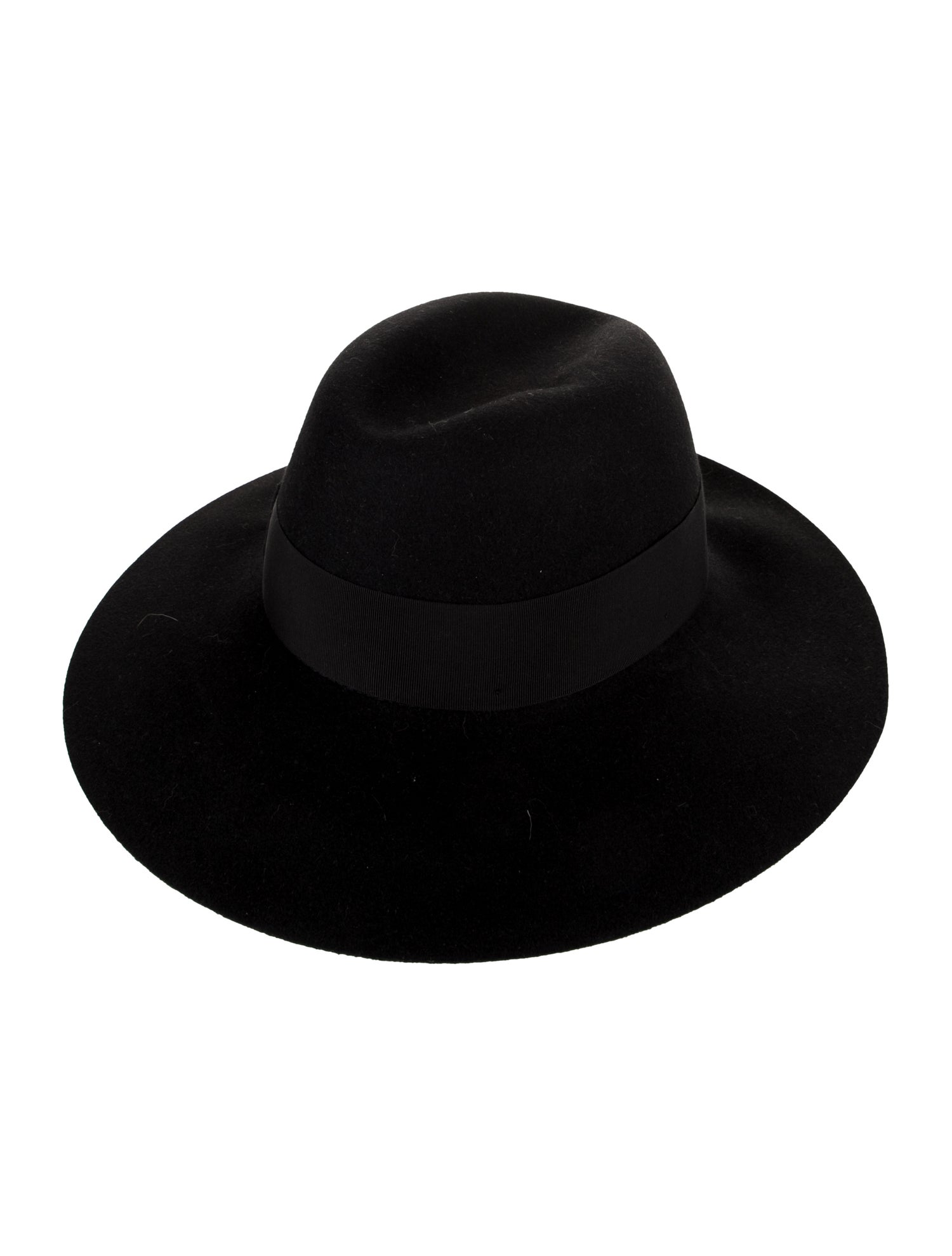 Borsalino Black Borsalino wide brim hat with grosgrain trim embellishment. Designer size M. e