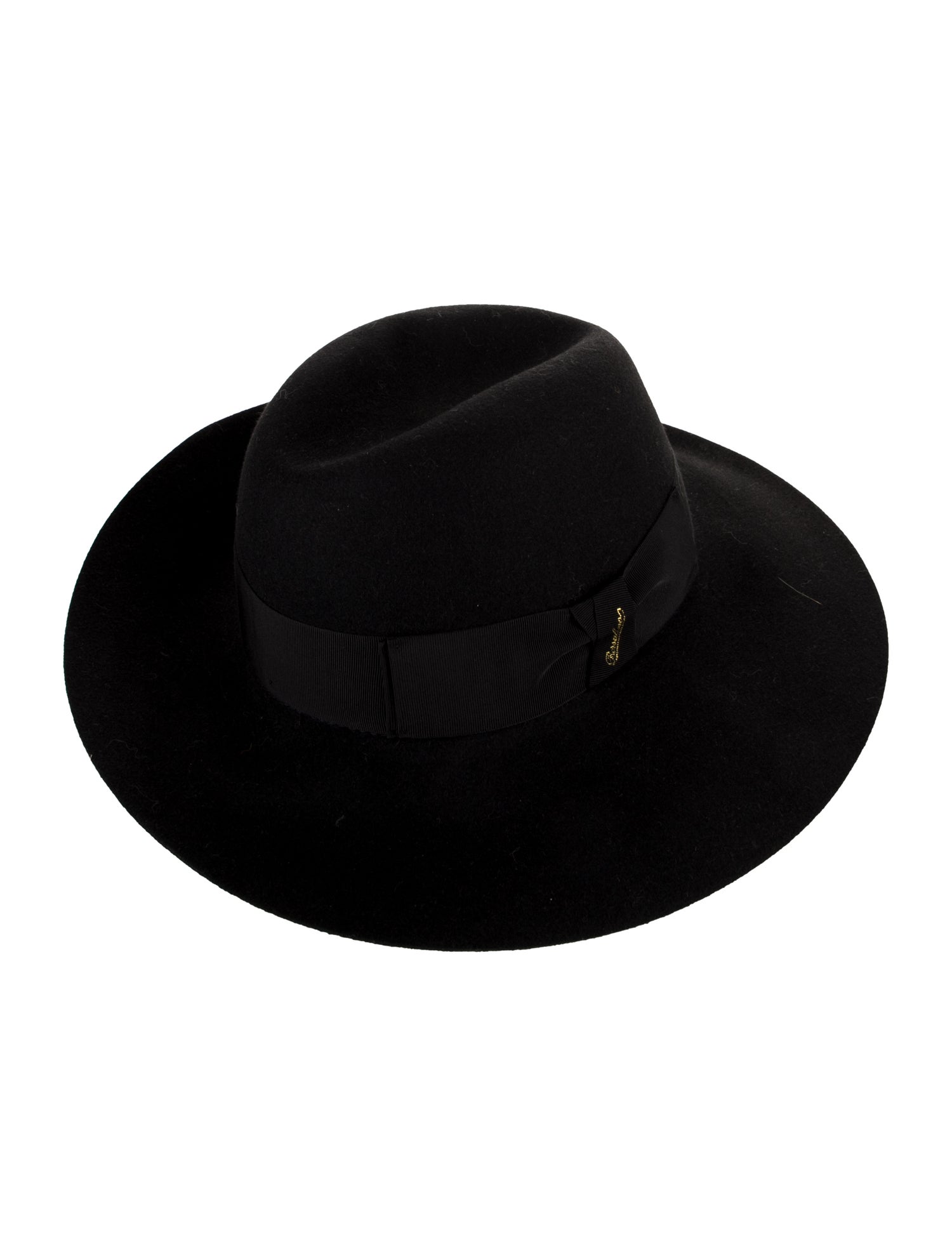 Borsalino Black Borsalino wide brim hat with grosgrain trim embellishment. Designer size M. e