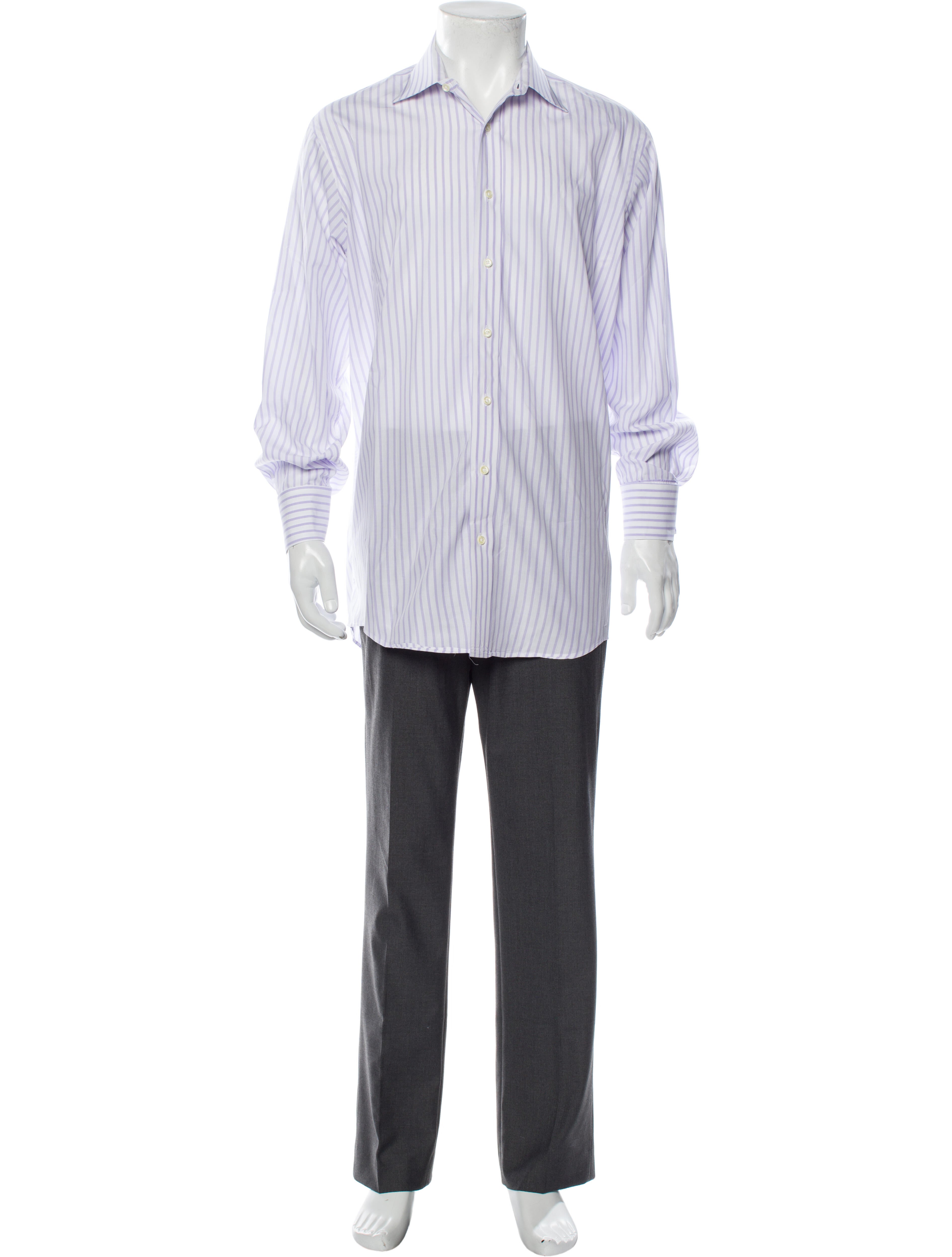 Burberry's Striped Long Sleeve Dress Shirt White Dress Shirts