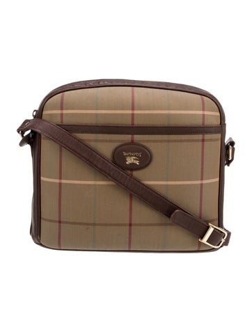 Burberry's Crossbody Bags Plaid Canvas Coated Leather Trimmed Bag