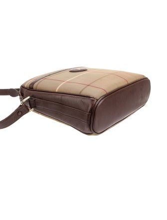Burberry's Plaid Canvas Coated Leather Trimmed Crossbody Bag