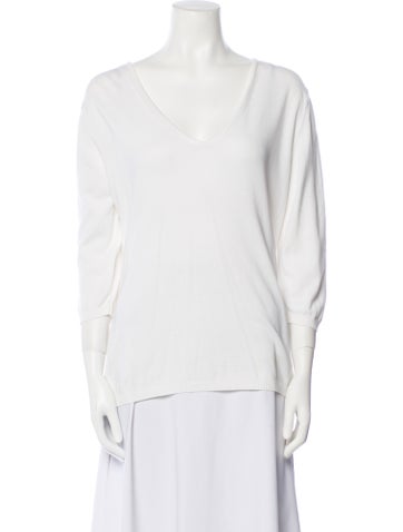 Burberry's Tops V-Neck Three-Quarter Sleeve T-Shirt L