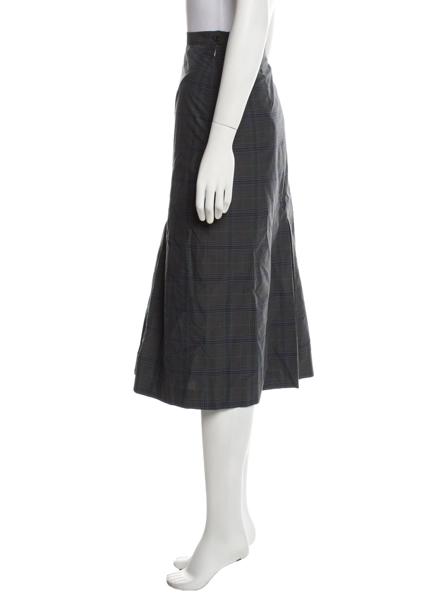 Burberry's Plaid Print Midi Length Skirt